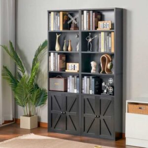 Kệ sách có ngăn tủ 60x26x180cm gỗ cao su KS68242 12 ke tu 6
